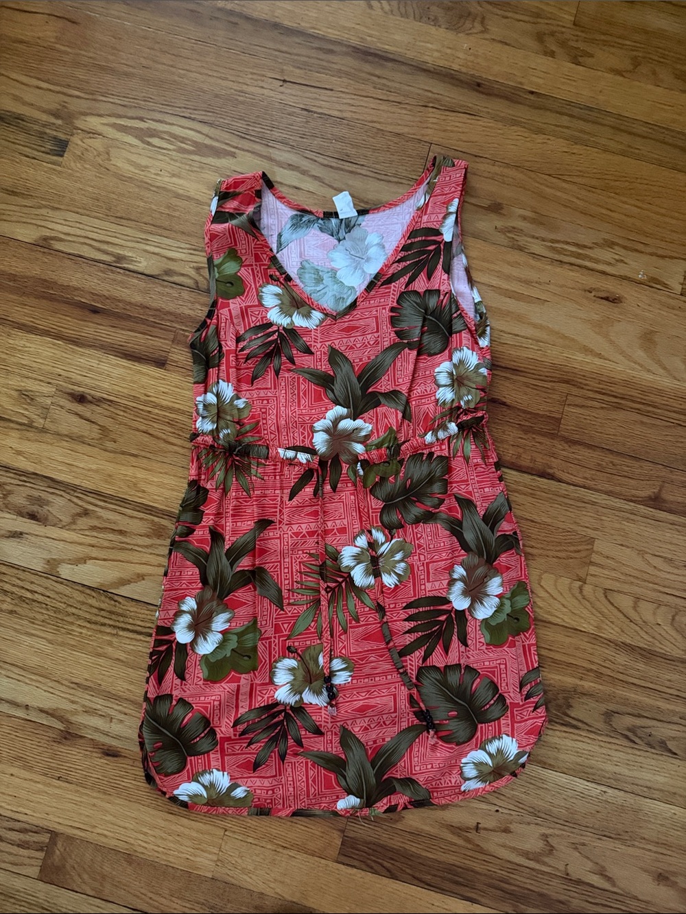 Coral Floral Sleeveless Summer Dress